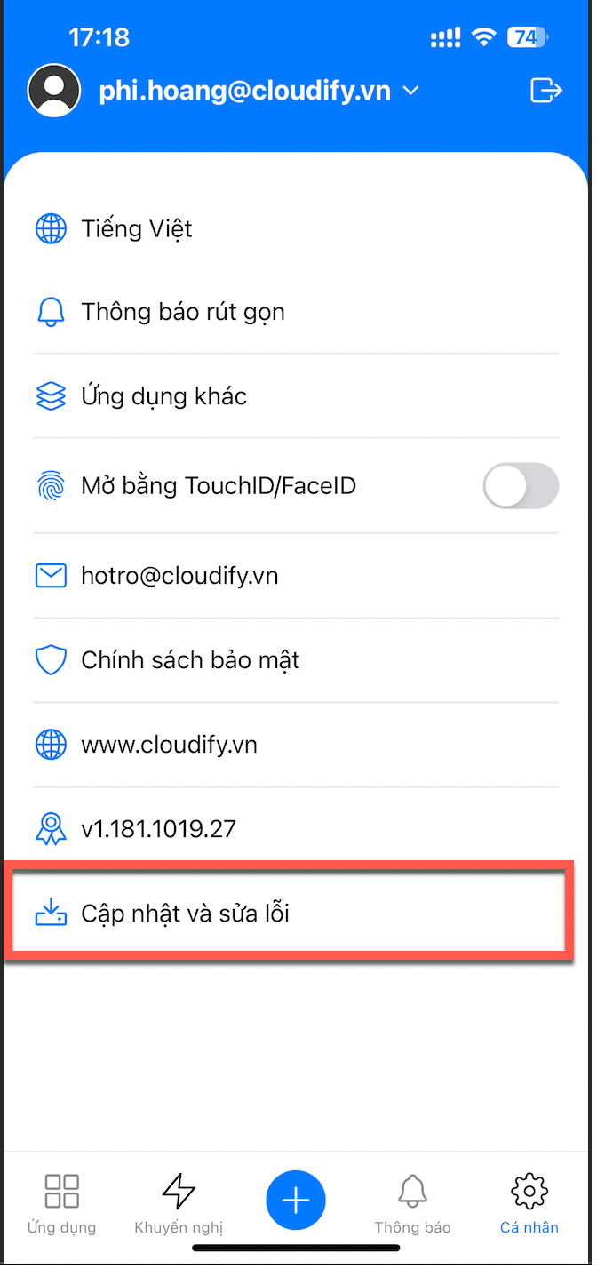 Hướng dẫn cập nhật phiên bản app mobile mới nhất – Hỗ trợ khách hàng